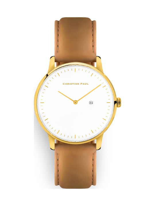 Christian Paul Herrenuhr Batterie mit Braun / Braun Lederarmband