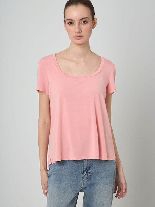 Desiree Women's Summer Blouse Short Sleeve Pink