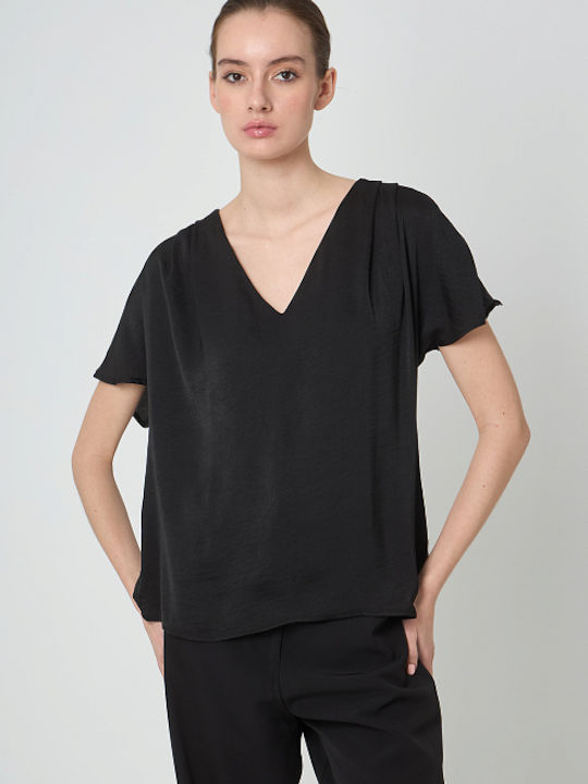 Desiree Women's Blouse Short Sleeve Black