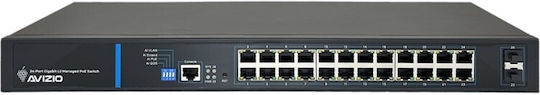 Avizio Power AV-SM24GP2F Gestionat L2 PoE+ Switch cu 24 Porturi Gigabit (1Gbps) Ethernet și 2 Porturi SFP