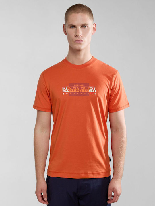 Napapijri Ανδρικό T-shirt Κοντομάνικο Πορτοκαλί