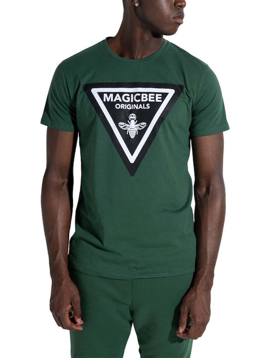 Magic Bee Men's Short Sleeve Blouse Green