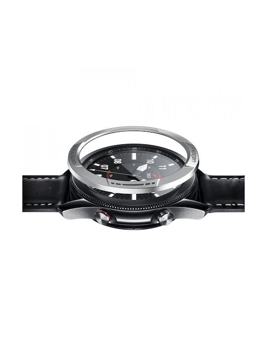 Spigen Chrono Schild Silber Aluminium Gehäuse für Samsung Galaxy Watch 3 45mm Schwarz