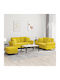 Living Room Furniture Set 2-Seater & 2-Seater & Stool Yellow