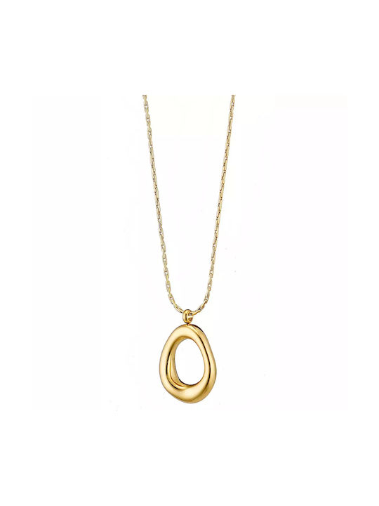 Gold plated steel necklace Round