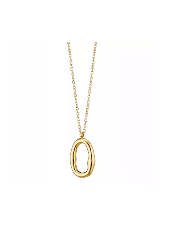 Gold plated steel necklace Oval