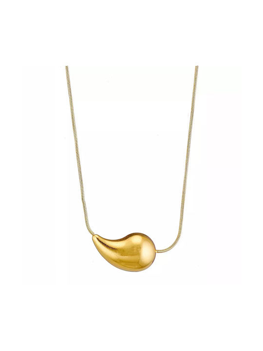 Gold plated steel necklace Chunky Drop