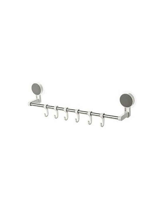 Wall-Mounted Bathroom Hook with 6 Positions Silver