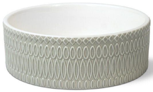 Glee Ceramic Bowl Food & Water for Dog & Cat with Base 800ml in White Color