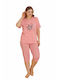 Lindros Summer Women's Pyjama Set Cotton Pink