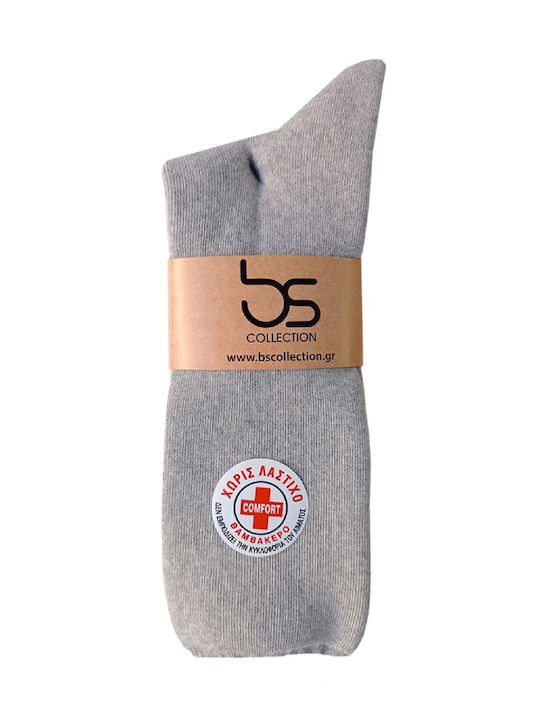 Bs (2 Pairs) Elasticated Socks Percale Grey Without Elastic