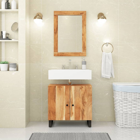 vidaXL Wall Mirror with Brown Wooden Frame 70x50cm 1pcs