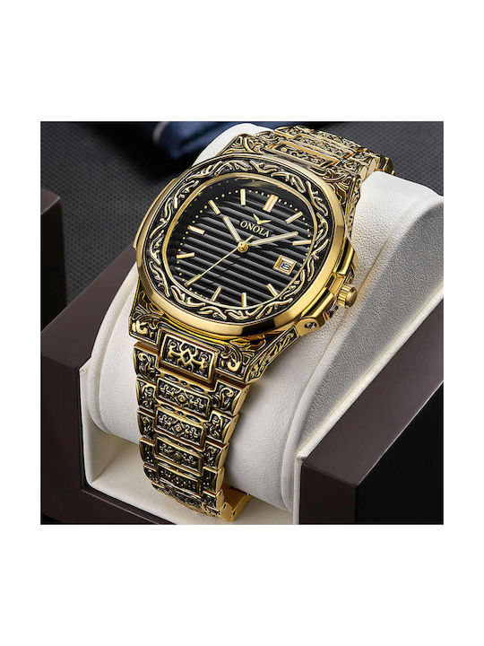 Uhr Batterie mit Gold Metallarmband