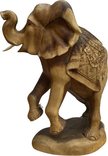Handgefertigte Holzskulptur Elefant 62 X 40 cm.