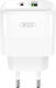 XO Charger Without Cable with USB-A Port and USB-C Port 20W Power Delivery Whites (L137)