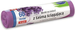 Stella Trash Bags Capacity 60lt with Drawstring 10pcs Purple