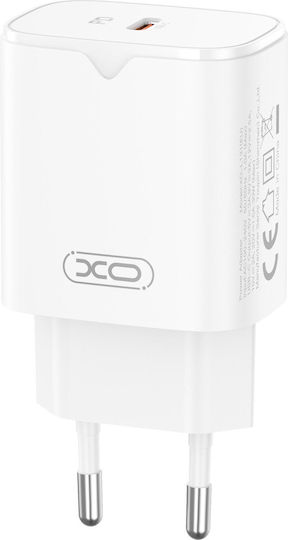 XO Φορτιστής Χωρίς Καλώδιο με Θύρα USB-C 30W Power Delivery Λευκός (L131)