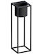Aberto Design Übertopf Metall Schwarz mit Gestell 15x15x50εκ.