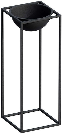 Aberto Design Саксия Металик Черен Със стойка 22x22x60εκ.