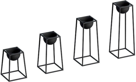 Aberto Design Каспо Металик Черно Със Стойка 22x22x40см 4бр