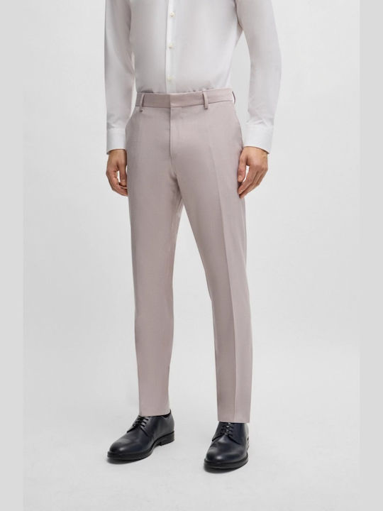 Hugo Boss Ανδρικό Κοστούμι Με Γιλέκο με Στενή Εφαρμογή Ροζ