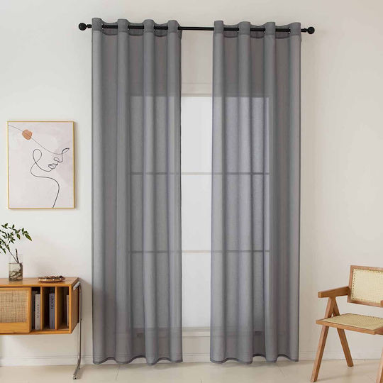 Beauty Home Κουρτίνα με Τρουκς Sharp Art 8448 Γκρι 140x270εκ.