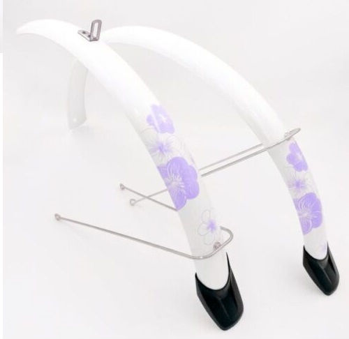 Vkt Kids 20''' Bike Wings With Antirrids White With Purple Flowers