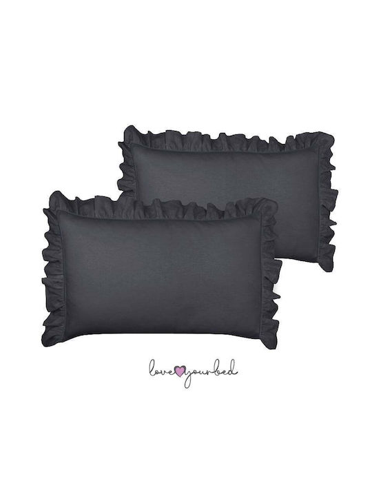 Isadore Lorraine Pillowcase Set Charcoal 50x70cm.