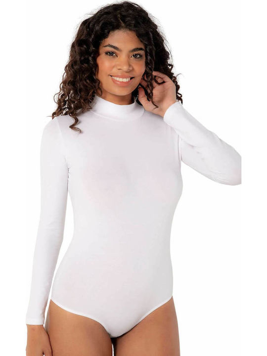 Rollkragenpullover mit langen Ärmeln W2425 - Weiß