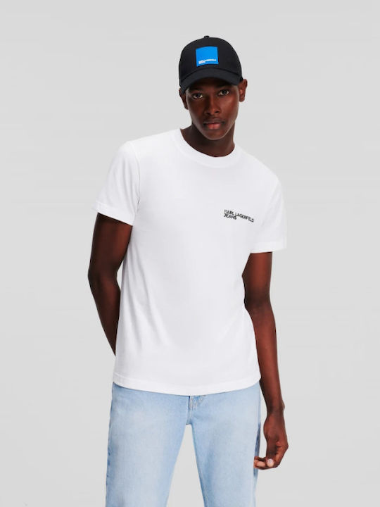 Karl Lagerfeld T-shirt Bărbătesc cu Mânecă Scurtă Alb