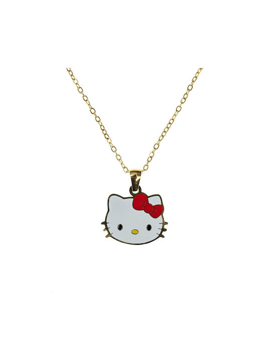 FantazyStores Παιδικό Κολιέ Hello Kitty από Ατσάλι με Αλυσίδα 80634