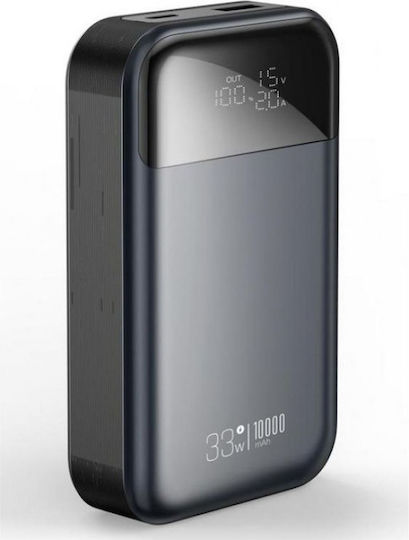 XO PR232GR Power Bank 10000mAh 22.5W με Θύρα USB-A και Θύρα USB-C Quick Charge 2.0 / Quick Charge 3.0 Μαύρο