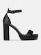 Satin High-Heeled Sandals Black