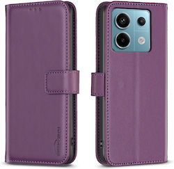 Θήκη Xiaomi Redmi Note 13 Pro 4g / Poco M6 Pro Binfen Color Leather Wallet Series 12 Με Βάση Στήριξης, Υποδοχές Καρτών Και Μαγνητικό Κούμπωμα Μωβ Σκούρο