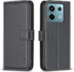 Xiaomi Redmi Note 13 Pro 5g / Poco X6 5g Binfen Color Leather Wallet Series 12 with Support Base, Card Slots and Magnetic Clasp Black