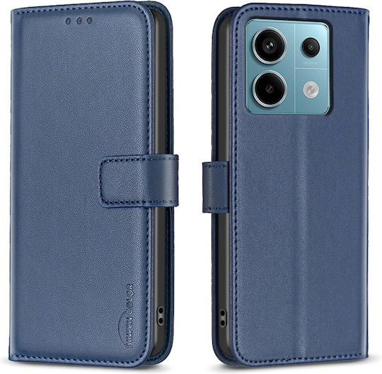 Θήκη Xiaomi Redmi Note 13 Pro 4g / Poco M6 Pro Binfen Color Leather Wallet Series 12 Με Βάση Στήριξης, Υποδοχές Καρτών Και Μαγνητικό Κούμπωμα Μπλε