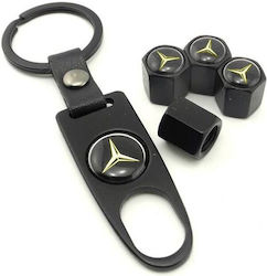 Car Tire Valve Caps with Logo Mercedes Black 4pcs