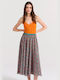 Funky Buddha High Waist Midi Skirt