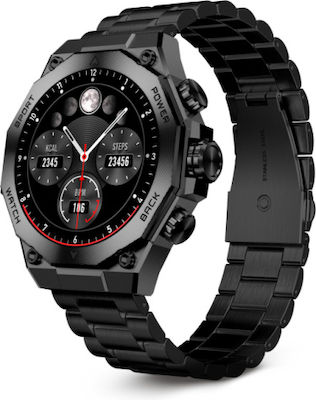 Ksix Titanium Αδιάβροχο Smartwatch με Παλμογράφο (Μαύρο)