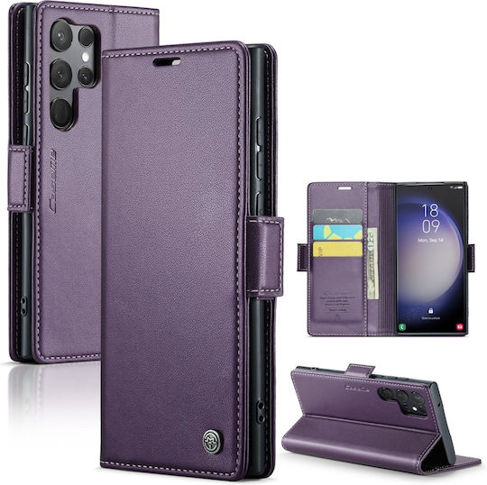 Samsung Galaxy S24 Ultra 5G Case Caseme 023 Series Wallet with Stand, Card Slots, and Magnetic Closure Made of Synthetic Leather and TPU Purple