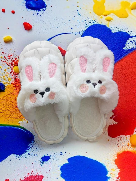 Slippers, Mbrands Winter Clogs, Waterproof, Embellished, With Removable Bunny - 34-35, Crem
