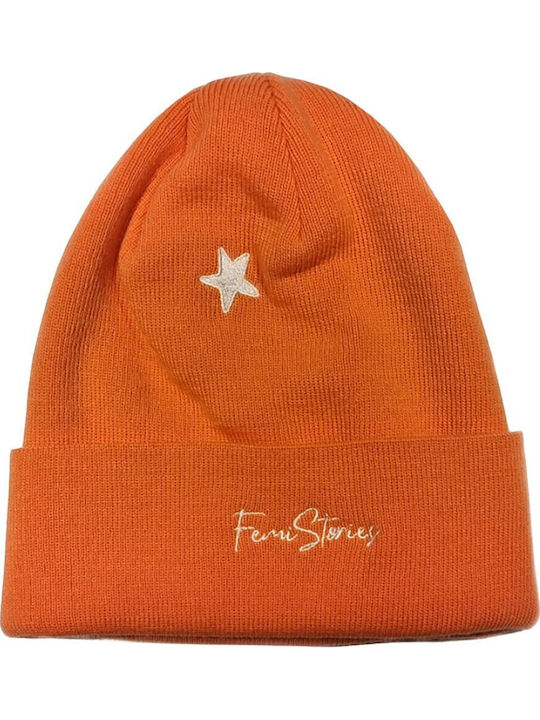 Beanie Unisex Σκούφος Πλεκτός σε Πορτοκαλί χρώμα