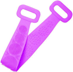 Bath Sponge For Body Washing And Exfoliating Dead Skin, Striped 2-sided Band For Deep Cleaning, Premium Silicone, Purple Original Deals
