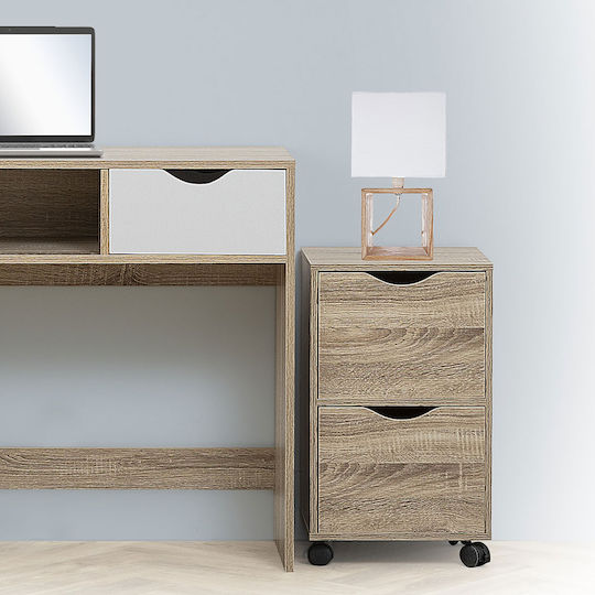 5Five Office Wooden Drawer with Wheels and 2 Drawers Natural 33x29.5x56cm