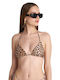 Triangle Bikini Top Beige Animal Print