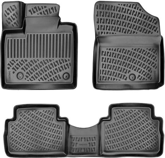 Carro Set of Front and Rear Mats 4pcs Tray Type for Hyundai Santa Fe 2021+ Black
