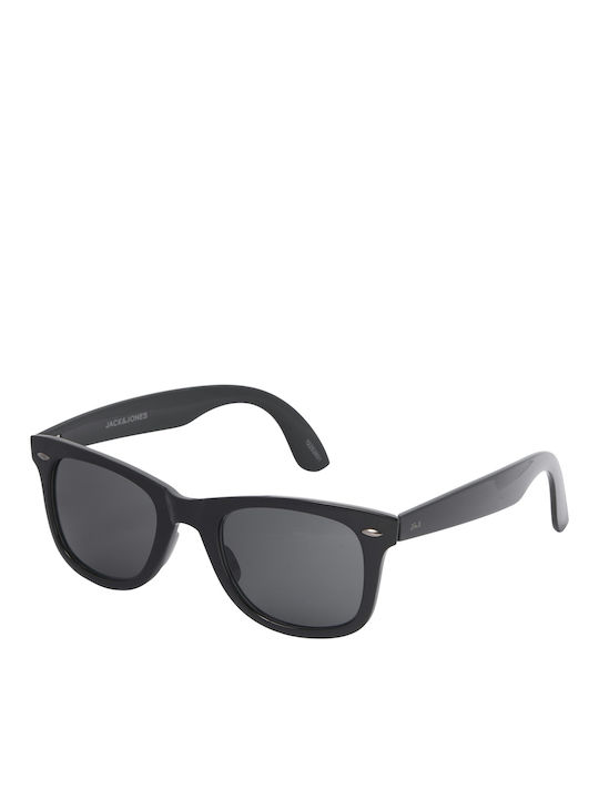 Jack & Jones Herren Sonnenbrille mit Schwarz Kunststoff Gestell und Schwarz Linse