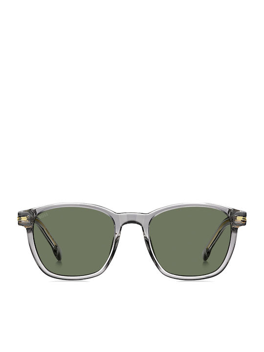 Boss Unisex Sunglasses with Gray Plastic Frame and Green Lens BOSS1505/S KB7QT 52