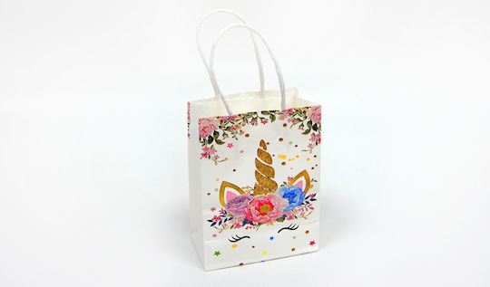 Twisted Handle Paper Bag for Gift with Theme "Unicorns" Multicolored 15x11cm. 12pcs