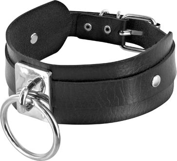 Fetish Tentation Adjustable Black Necklace With Ring